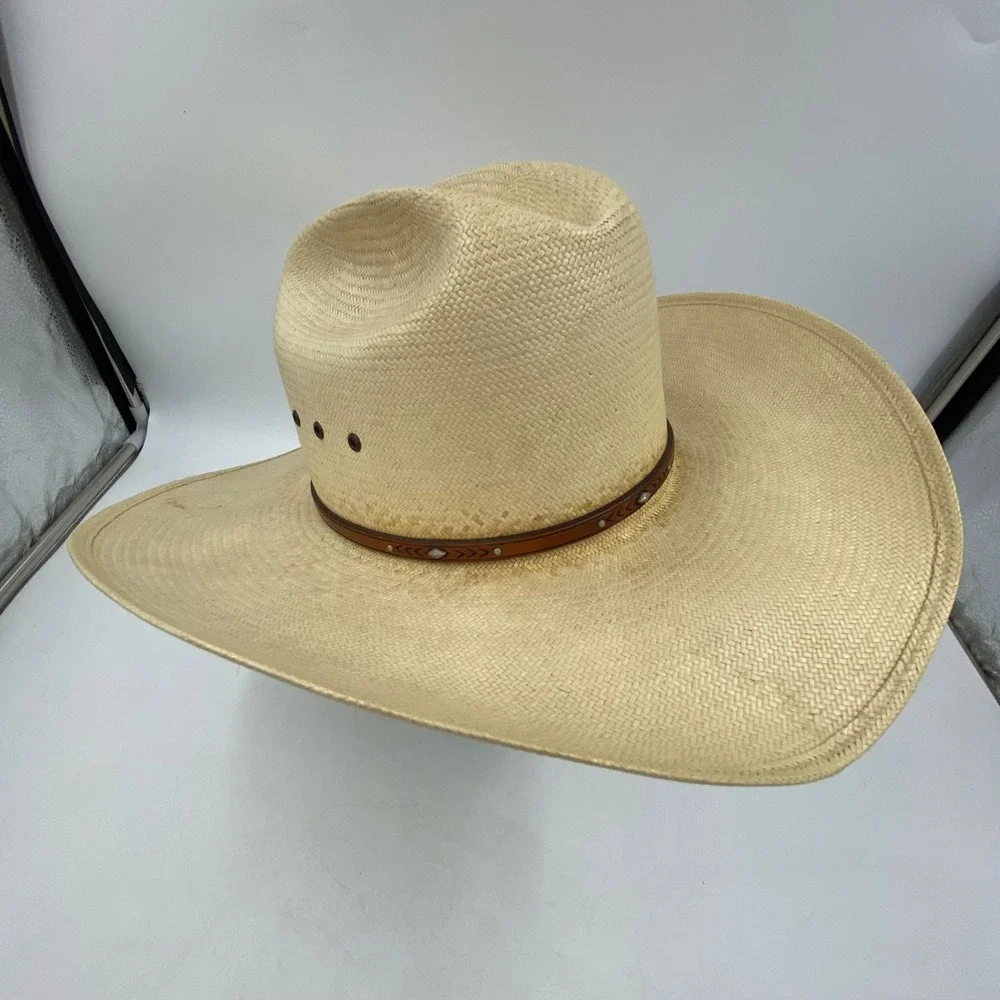 Resistol Mens 7 1/8 George Strait Collection Straw Cowboy Hat Tan Western Rodeo